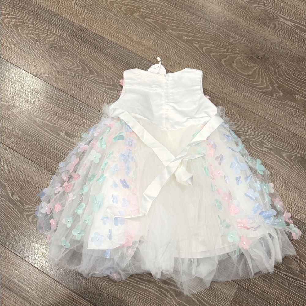 Girls White Flower Tulle Dress-2-3 Years-White-Reedoo Peter - Picture 7 of 8